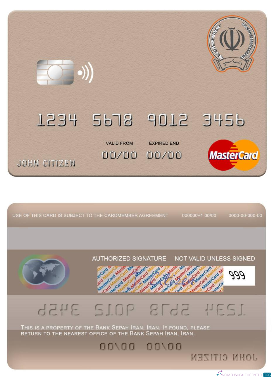Download Iran Sepah Bank mastercard Photoshop template